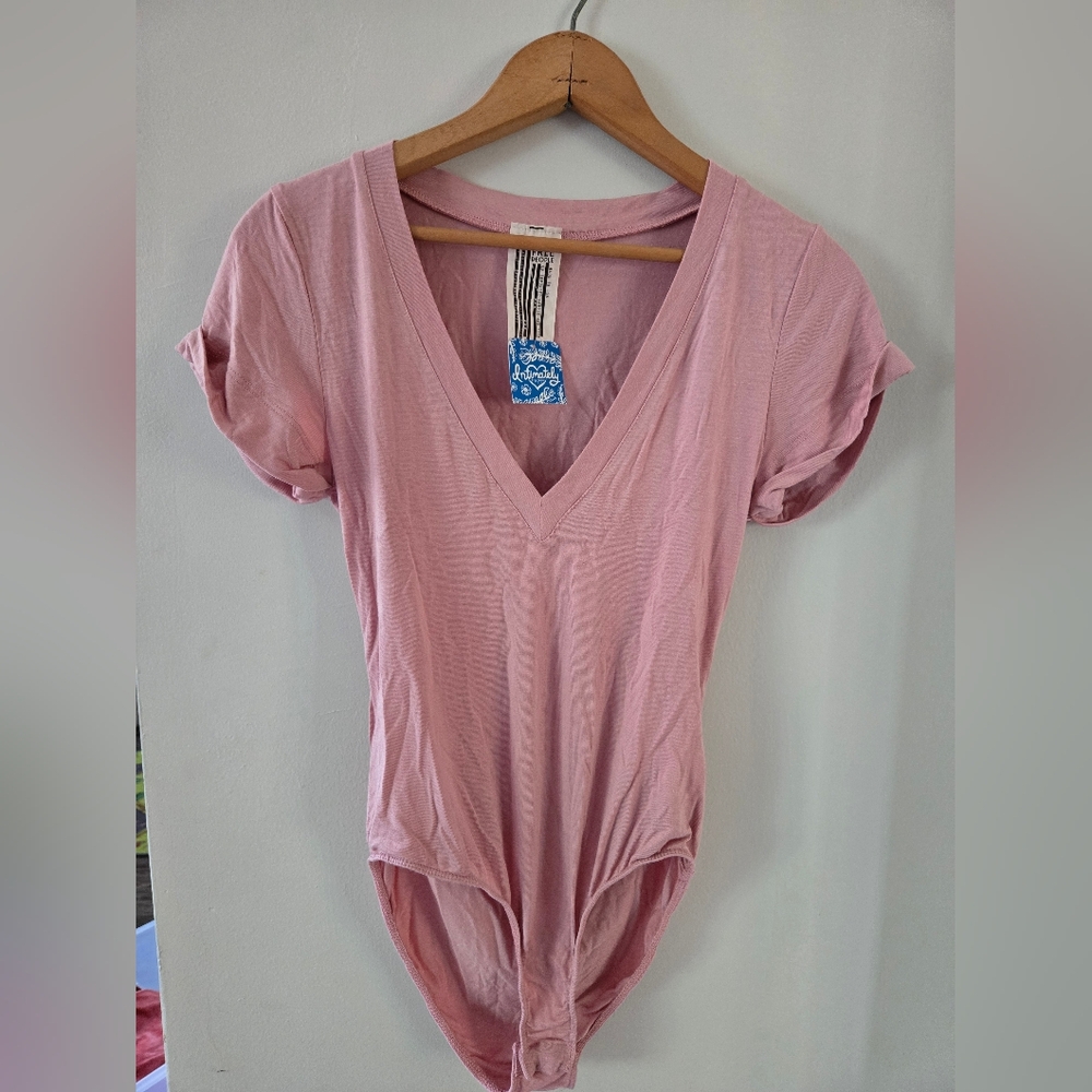 Free People Pink V-Neck Women's Top